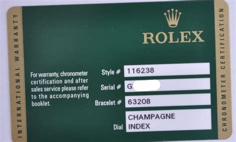 rolex serial number card